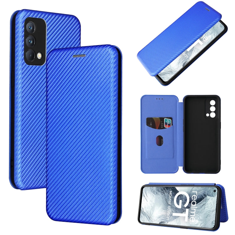 Carbon Fiber Texture Horizontal Flip TPU + PC + PU Leather Case with Card Slot For OPPO Realme GT Master
