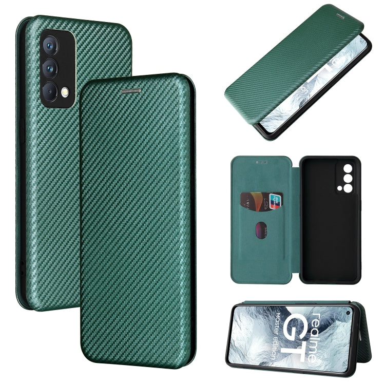 Carbon Fiber Texture Horizontal Flip TPU + PC + PU Leather Case with Card Slot For OPPO Realme GT Master