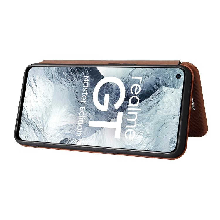 Carbon Fiber Texture Horizontal Flip TPU + PC + PU Leather Case with Card Slot For OPPO Realme GT Master