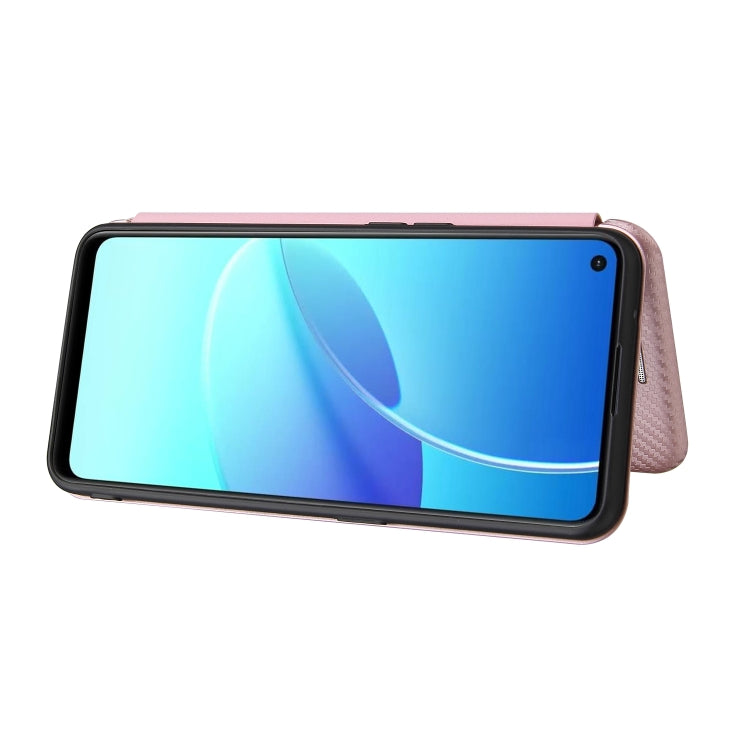 Carbon Fiber Texture Horizontal Flip TPU + PC + PU Leather Case with Card Slot For OPPO Reno6 Z