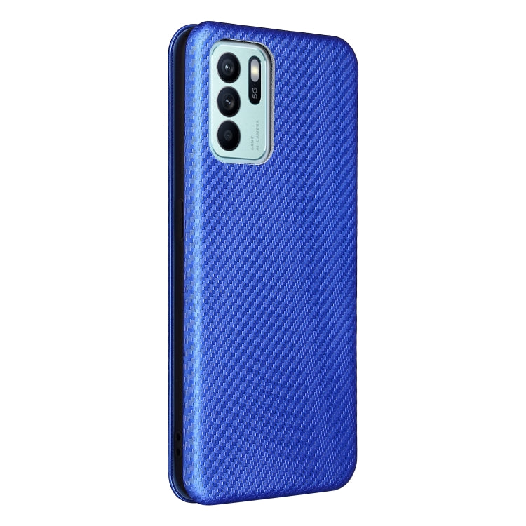 Carbon Fiber Texture Horizontal Flip TPU + PC + PU Leather Case with Card Slot For OPPO Reno6 Z
