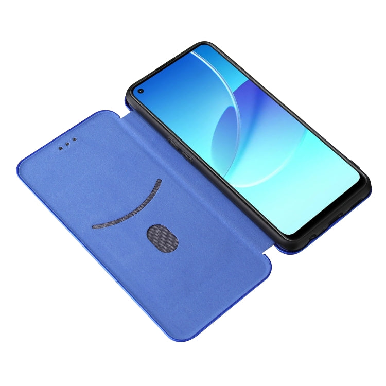 Carbon Fiber Texture Horizontal Flip TPU + PC + PU Leather Case with Card Slot For OPPO Reno6 Z