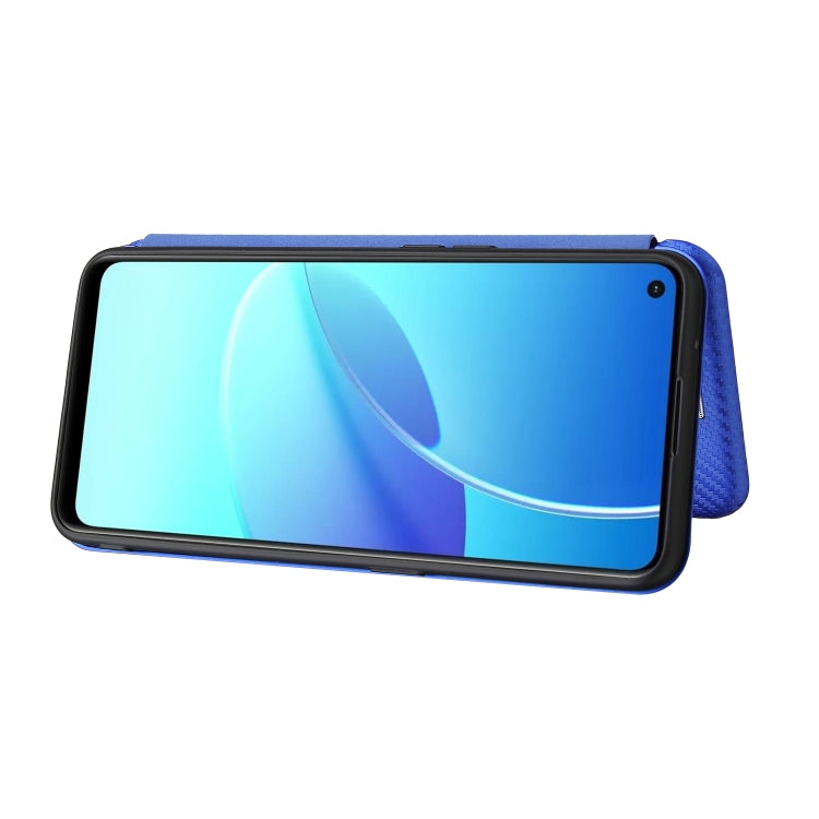 Carbon Fiber Texture Horizontal Flip TPU + PC + PU Leather Case with Card Slot For OPPO Reno6 Z