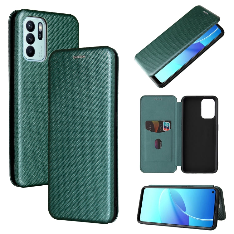 Carbon Fiber Texture Horizontal Flip TPU + PC + PU Leather Case with Card Slot For OPPO Reno6 Z