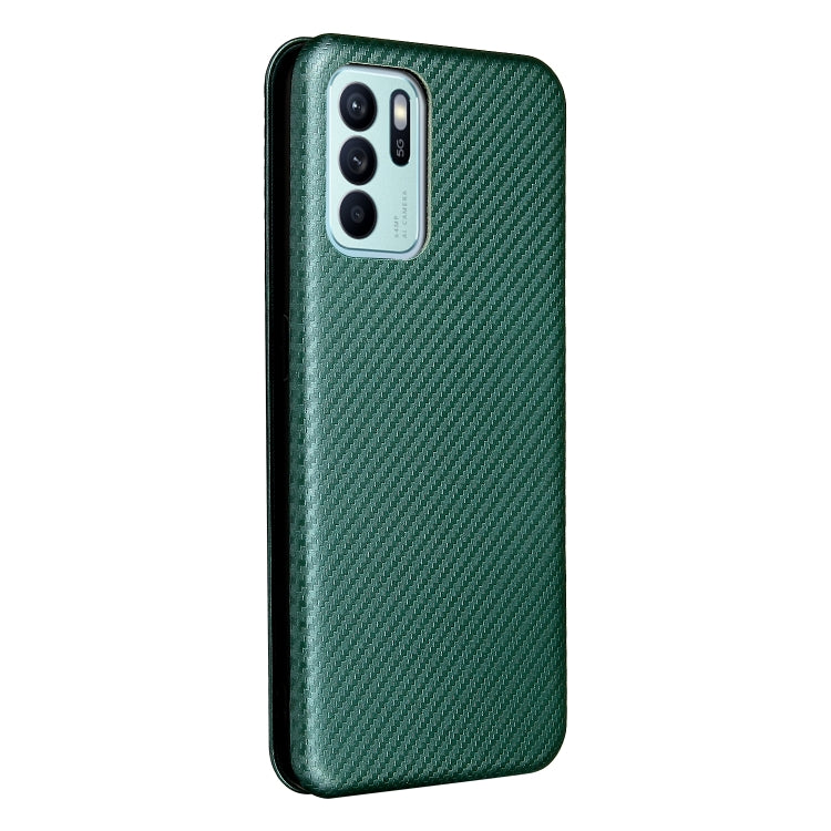 Carbon Fiber Texture Horizontal Flip TPU + PC + PU Leather Case with Card Slot For OPPO Reno6 Z