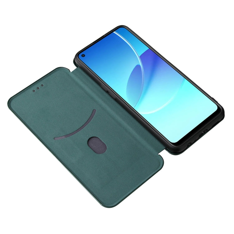 Carbon Fiber Texture Horizontal Flip TPU + PC + PU Leather Case with Card Slot For OPPO Reno6 Z