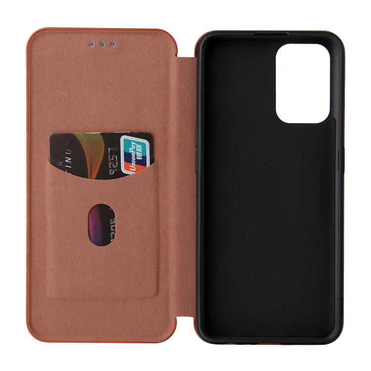 Carbon Fiber Texture Horizontal Flip TPU + PC + PU Leather Case with Card Slot For OPPO Reno6 Z