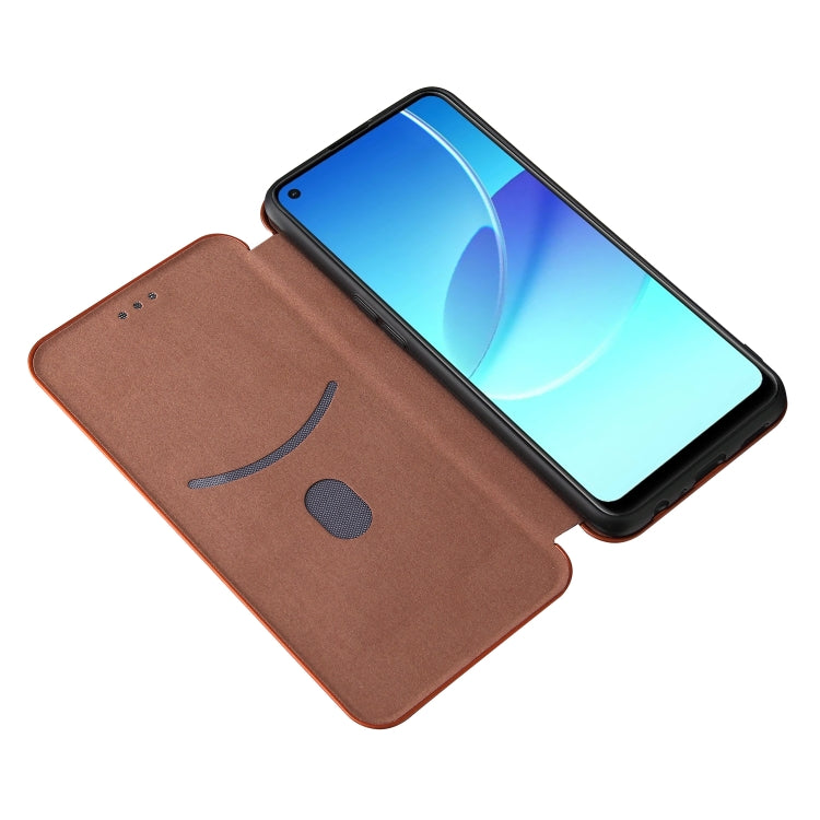 Carbon Fiber Texture Horizontal Flip TPU + PC + PU Leather Case with Card Slot For OPPO Reno6 Z