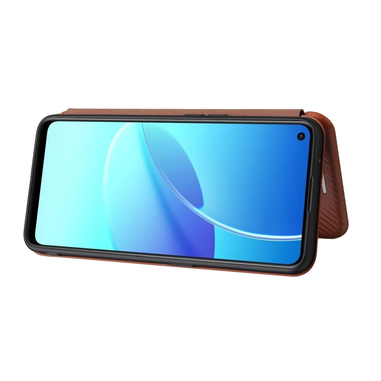 Carbon Fiber Texture Horizontal Flip TPU + PC + PU Leather Case with Card Slot For OPPO Reno6 Z