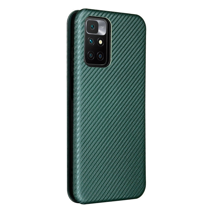 Carbon Fiber Texture Horizontal Flip TPU + PC + PU Leather Case with Card Slot For Xiaomi Redmi 10