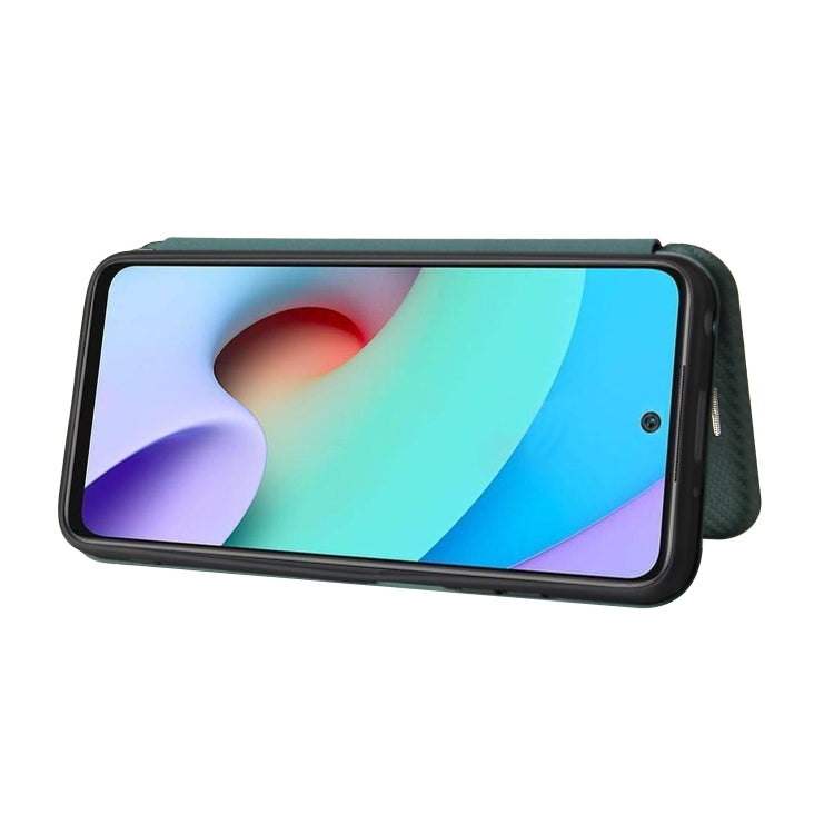 Carbon Fiber Texture Horizontal Flip TPU + PC + PU Leather Case with Card Slot For Xiaomi Redmi 10