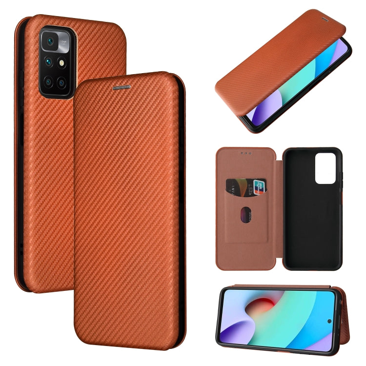 Carbon Fiber Texture Horizontal Flip TPU + PC + PU Leather Case with Card Slot For Xiaomi Redmi 10