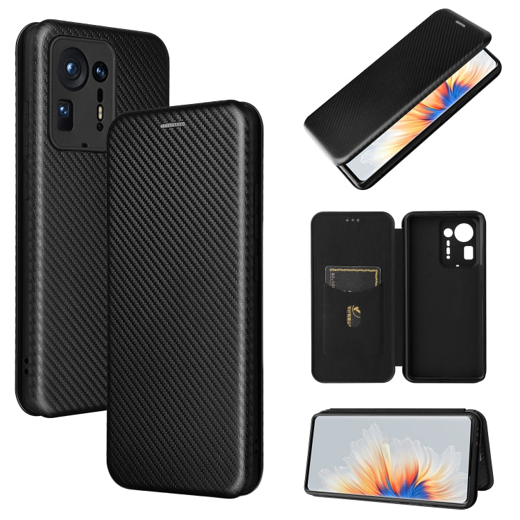 Carbon Fiber Texture Horizontal Flip TPU + PC + PU Leather Case with Card Slot For Xiaomi Mix 4