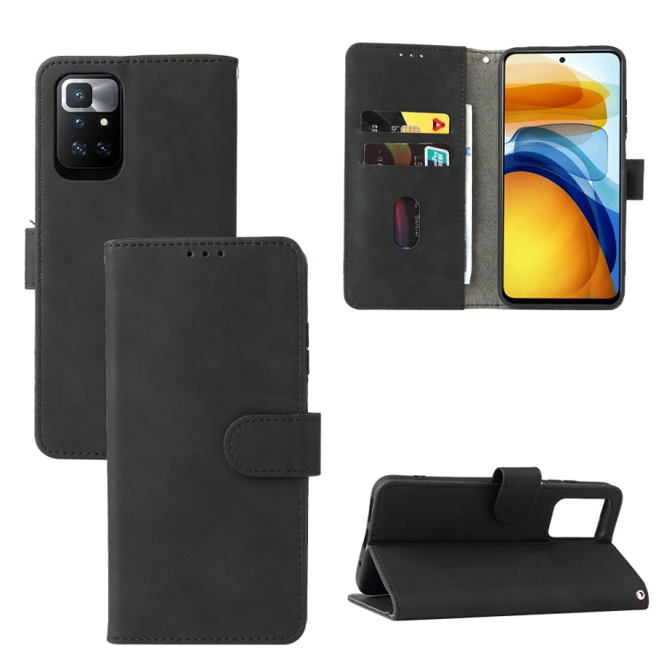 Solid Color Skin Feel Magnetic Buckle Horizontal Flip Calf Texture PU Leather Case with Holder & Card Slots & Wallet For Xiaomi Redmi 10
