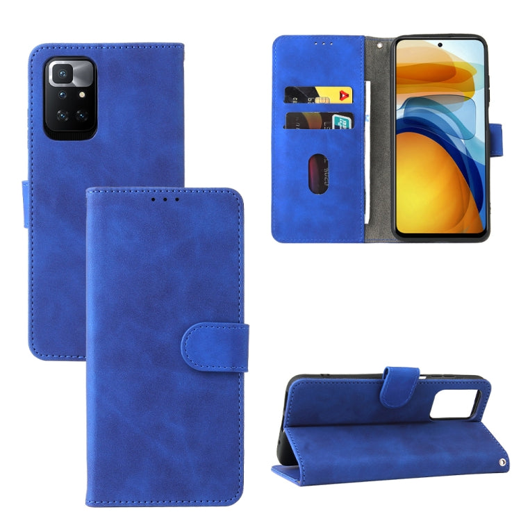 Solid Color Skin Feel Magnetic Buckle Horizontal Flip Calf Texture PU Leather Case with Holder & Card Slots & Wallet For Xiaomi Redmi 10