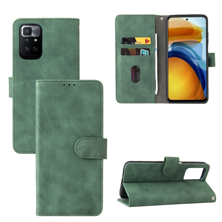 Solid Color Skin Feel Magnetic Buckle Horizontal Flip Calf Texture PU Leather Case with Holder & Card Slots & Wallet For Xiaomi Redmi 10