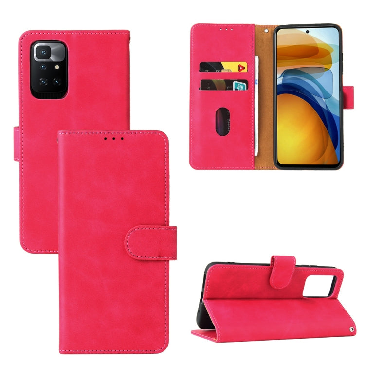 Solid Color Skin Feel Magnetic Buckle Horizontal Flip Calf Texture PU Leather Case with Holder & Card Slots & Wallet For Xiaomi Redmi 10