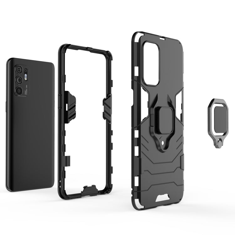 For OPPO Reno6 4G PC + TPU Shockproof Protective Case with Magnetic Ring Holder