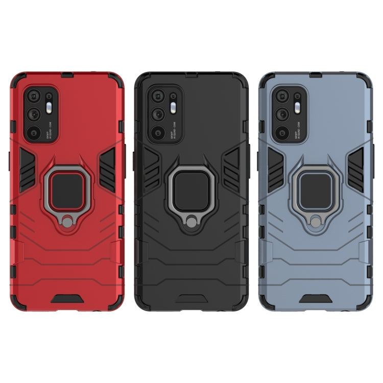 For OPPO Reno6 4G PC + TPU Shockproof Protective Case with Magnetic Ring Holder