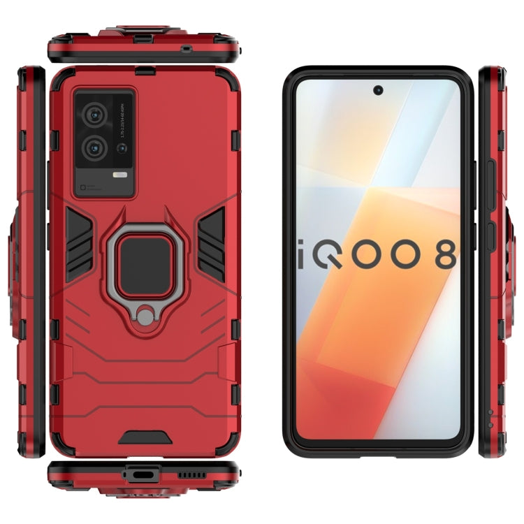 For vivo iQOO 8 PC + TPU Shockproof Protective Case with Magnetic Ring Holder