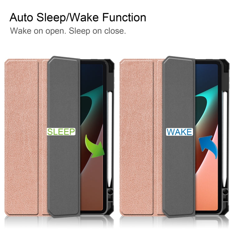 For Xiaomi Pad 5 / 5 Pro Custer Texture Horizontal Flip Leather Case with Three-folding Holder & Sleep / Wake-up Function