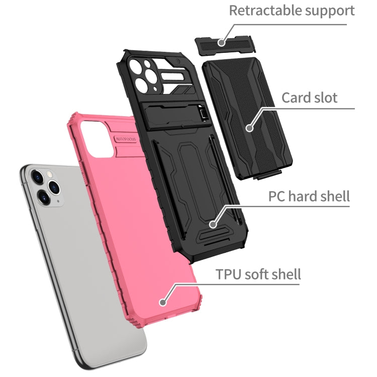 For iPhone 11 Pro Kickstand Armor Card Wallet Phone Case