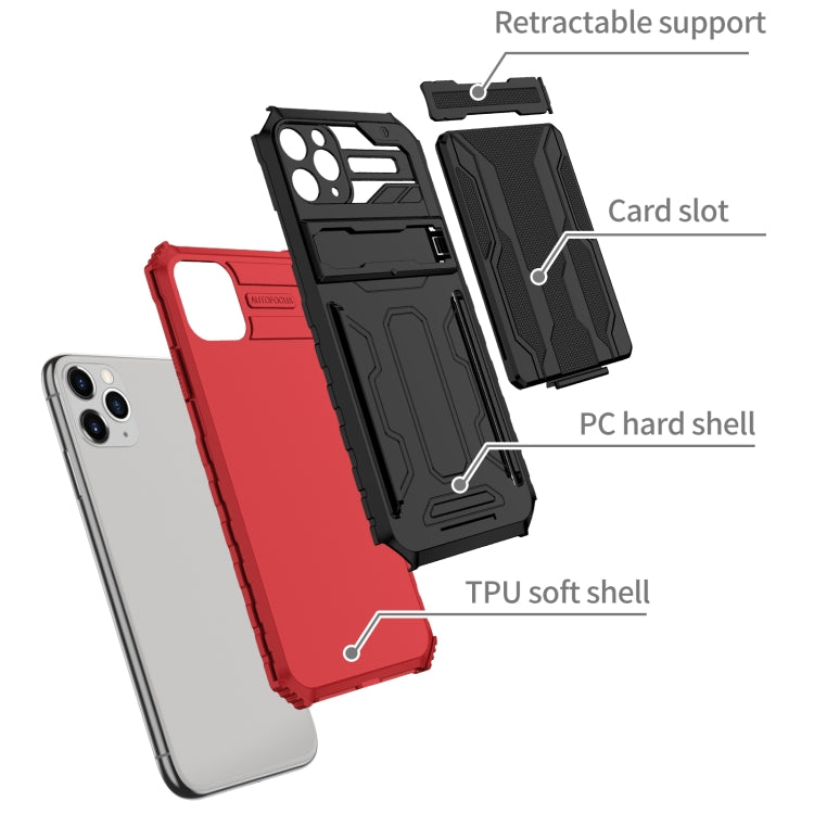 For iPhone 11 Pro Kickstand Armor Card Wallet Phone Case