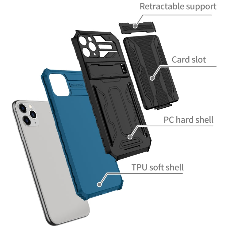 For iPhone 11 Pro Kickstand Armor Card Wallet Phone Case