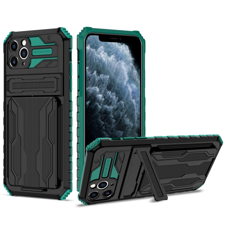 For iPhone 11 Pro Kickstand Armor Card Wallet Phone Case
