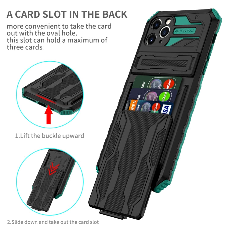 For iPhone 11 Pro Kickstand Armor Card Wallet Phone Case