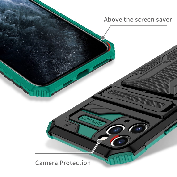 For iPhone 11 Pro Kickstand Armor Card Wallet Phone Case