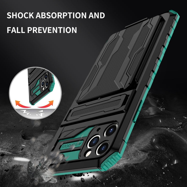 For iPhone 11 Pro Kickstand Armor Card Wallet Phone Case