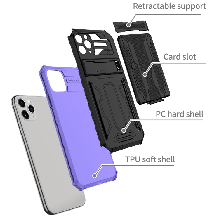 For iPhone 11 Pro Kickstand Armor Card Wallet Phone Case