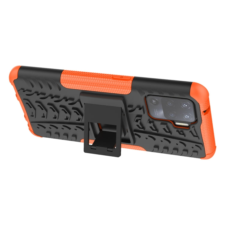 For OPPO A94 4G Tire Texture Shockproof TPU+PC Protective Case with Holder