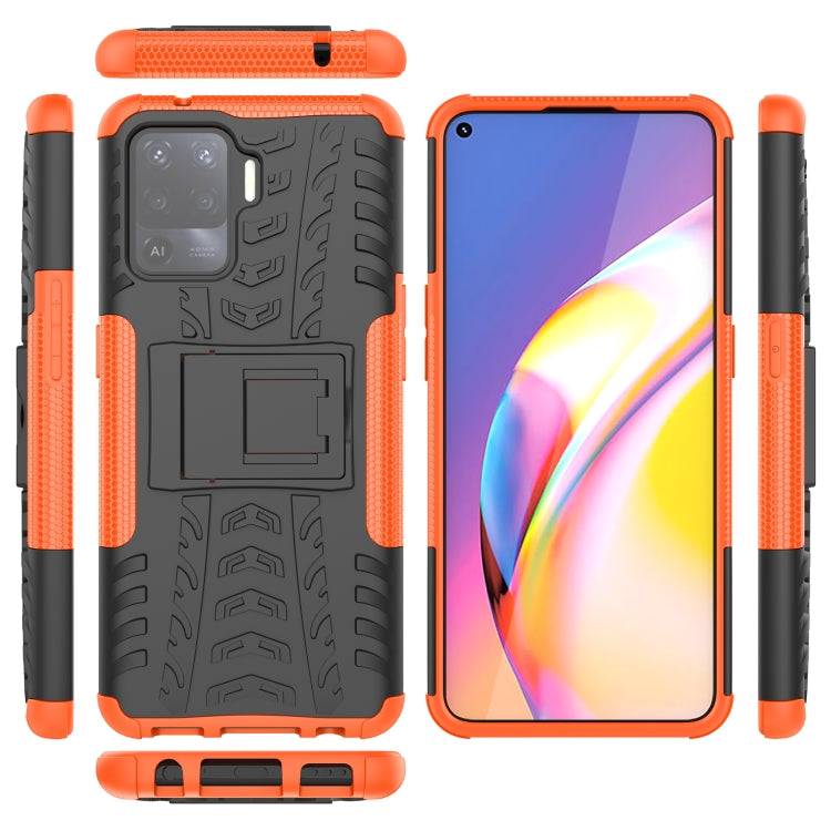 For OPPO A94 4G Tire Texture Shockproof TPU+PC Protective Case with Holder