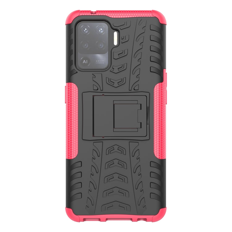 For OPPO A94 4G Tire Texture Shockproof TPU+PC Protective Case with Holder