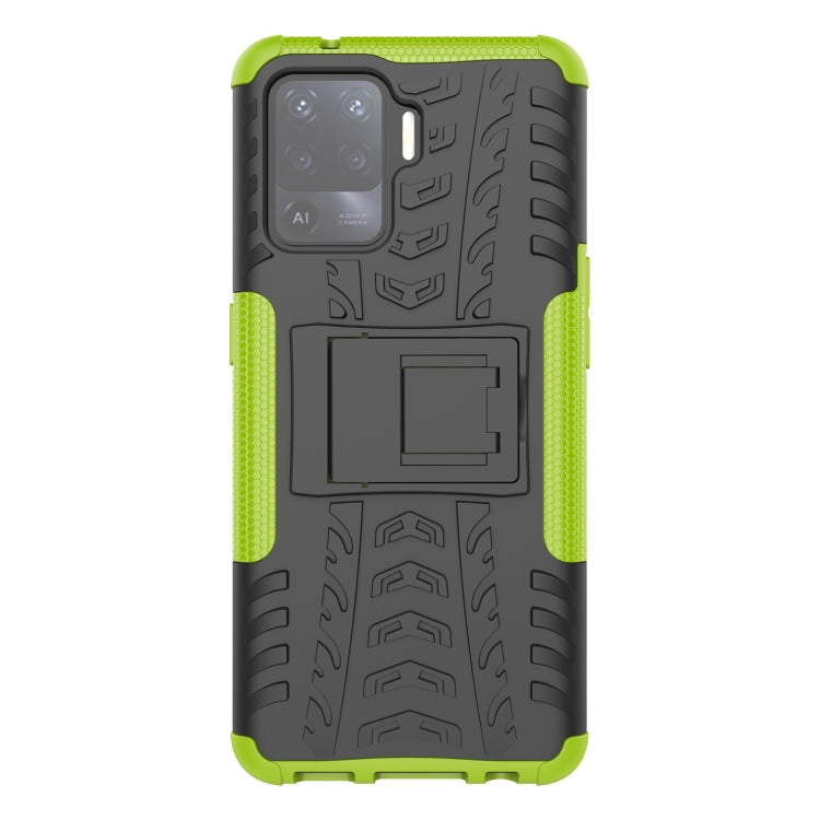 For OPPO A94 4G Tire Texture Shockproof TPU+PC Protective Case with Holder
