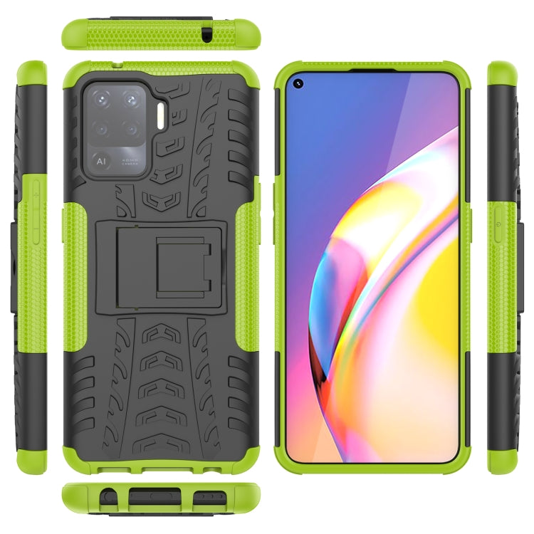 For OPPO A94 4G Tire Texture Shockproof TPU+PC Protective Case with Holder