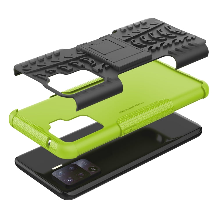 For OPPO A94 4G Tire Texture Shockproof TPU+PC Protective Case with Holder