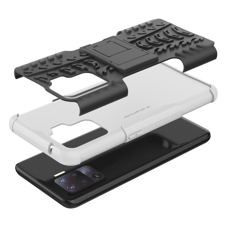 For OPPO A94 4G Tire Texture Shockproof TPU+PC Protective Case with Holder