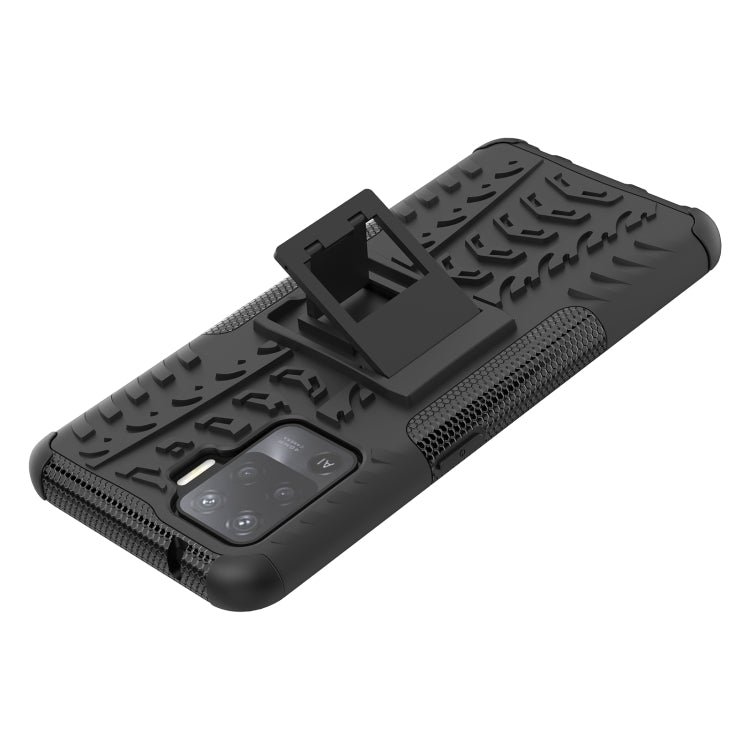 For OPPO A94 4G Tire Texture Shockproof TPU+PC Protective Case with Holder