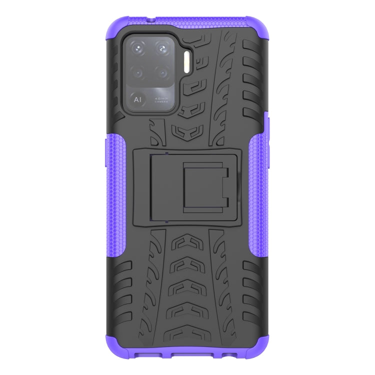 For OPPO A94 4G Tire Texture Shockproof TPU+PC Protective Case with Holder