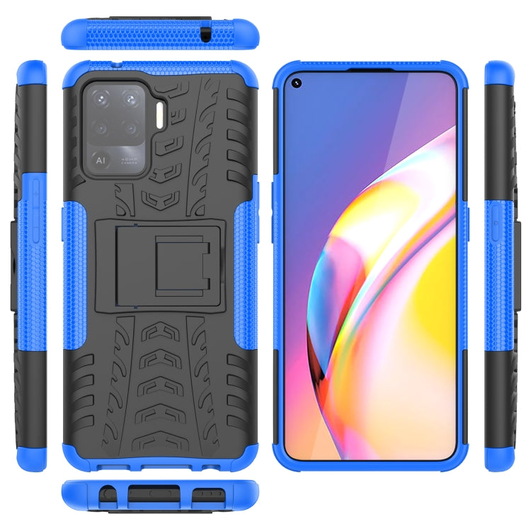 For OPPO A94 4G Tire Texture Shockproof TPU+PC Protective Case with Holder