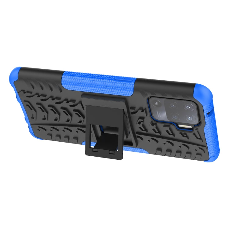 For OPPO A94 4G Tire Texture Shockproof TPU+PC Protective Case with Holder