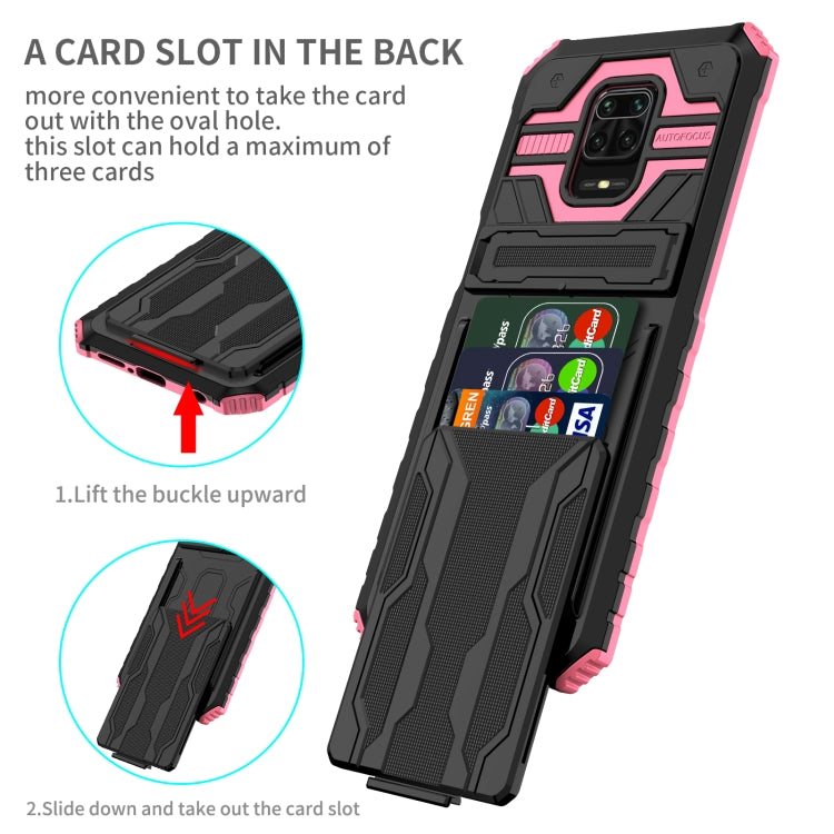 For Xiaomi Redmi Note 9S Armor Card PC + TPU Shockproof Case with Card Slot & Invisible Holder