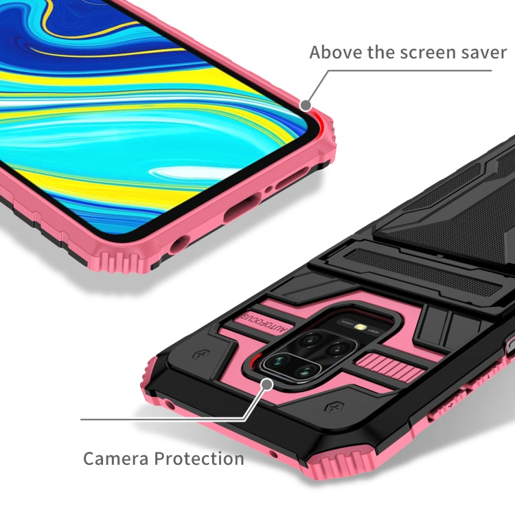 For Xiaomi Redmi Note 9S Armor Card PC + TPU Shockproof Case with Card Slot & Invisible Holder