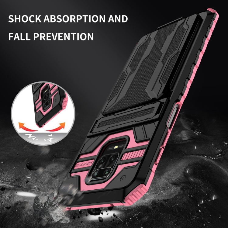 For Xiaomi Redmi Note 9S Armor Card PC + TPU Shockproof Case with Card Slot & Invisible Holder