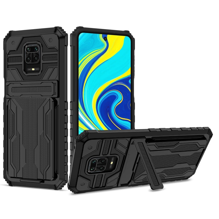 For Xiaomi Redmi Note 9S Armor Card PC + TPU Shockproof Case with Card Slot & Invisible Holder