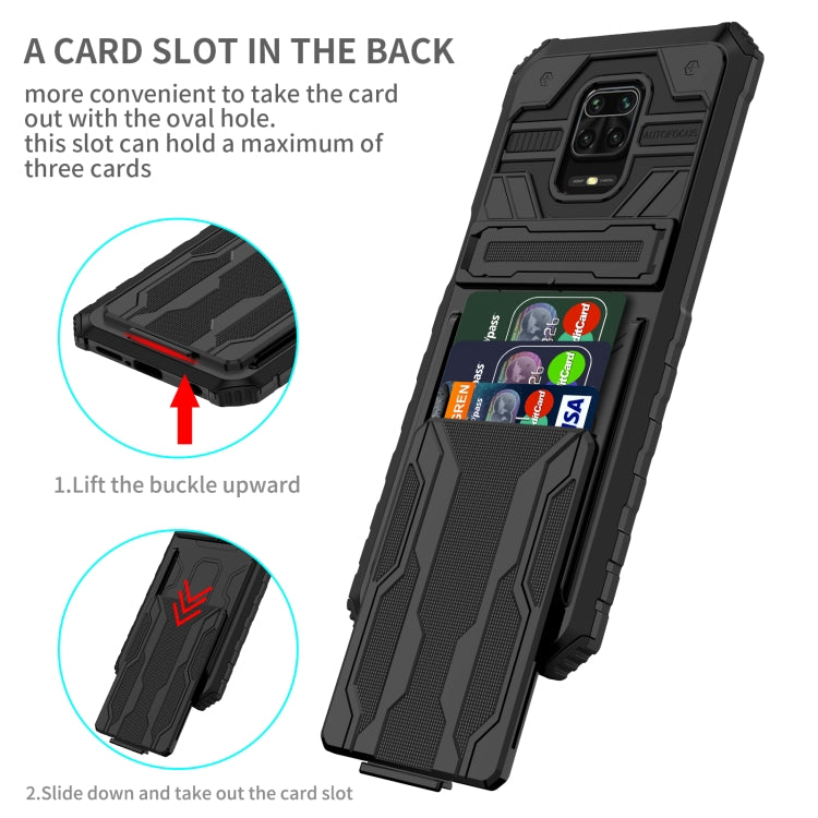 For Xiaomi Redmi Note 9S Armor Card PC + TPU Shockproof Case with Card Slot & Invisible Holder