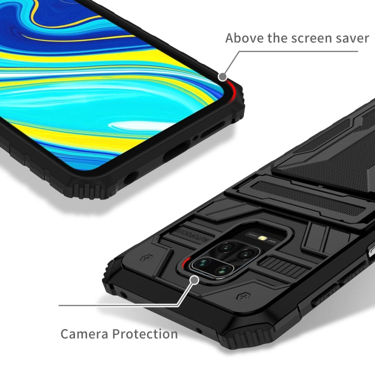 For Xiaomi Redmi Note 9S Armor Card PC + TPU Shockproof Case with Card Slot & Invisible Holder